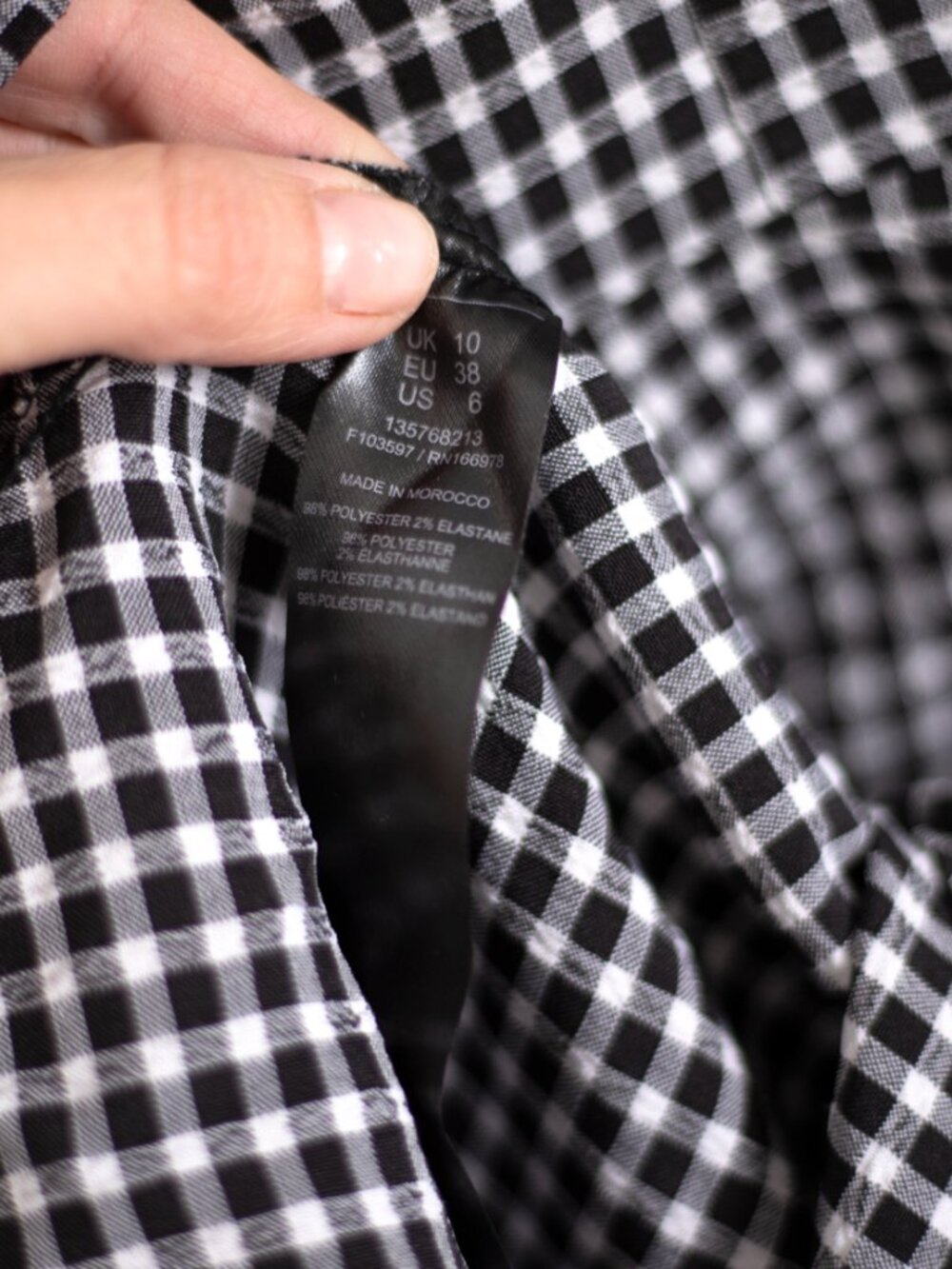 Black White Gingham Puff Sleeve Mini Dress | Ruffle Bib Collar | Size 6 - Picture 11 of 12
